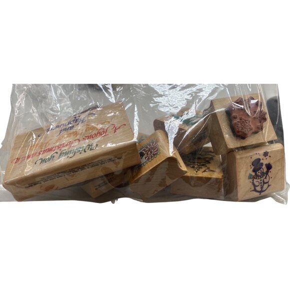Christmas Rubber Stamps Wood Block Lot 9 - Picture 3 of 3
